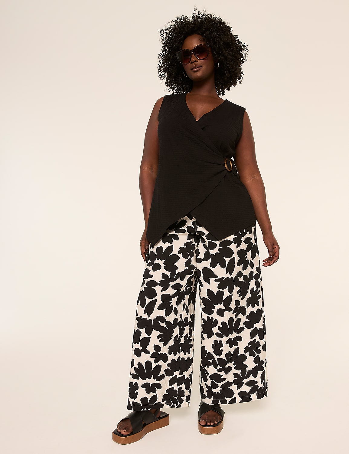 Sleeveless Jacquard Knit Wrap Top Product Image 3
