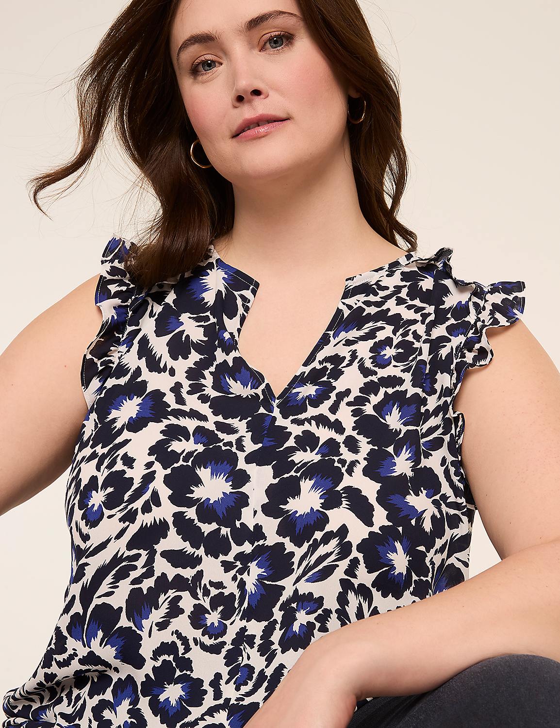 Ruffle Split-Neck Popover Tank Product Image 4