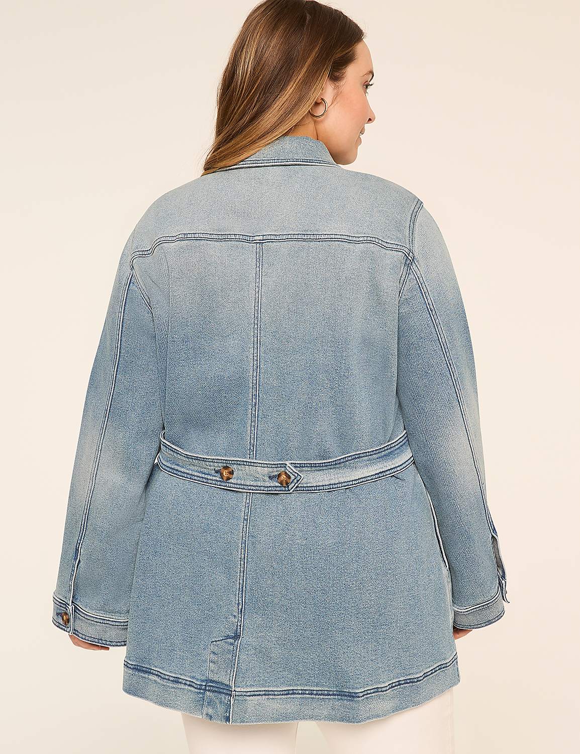 Long Denim Trucker Jacket Product Image 2
