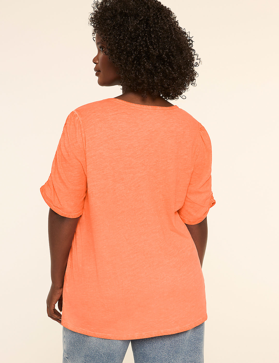 Ruched-Sleeve Crew-Neck Top Product Image 2