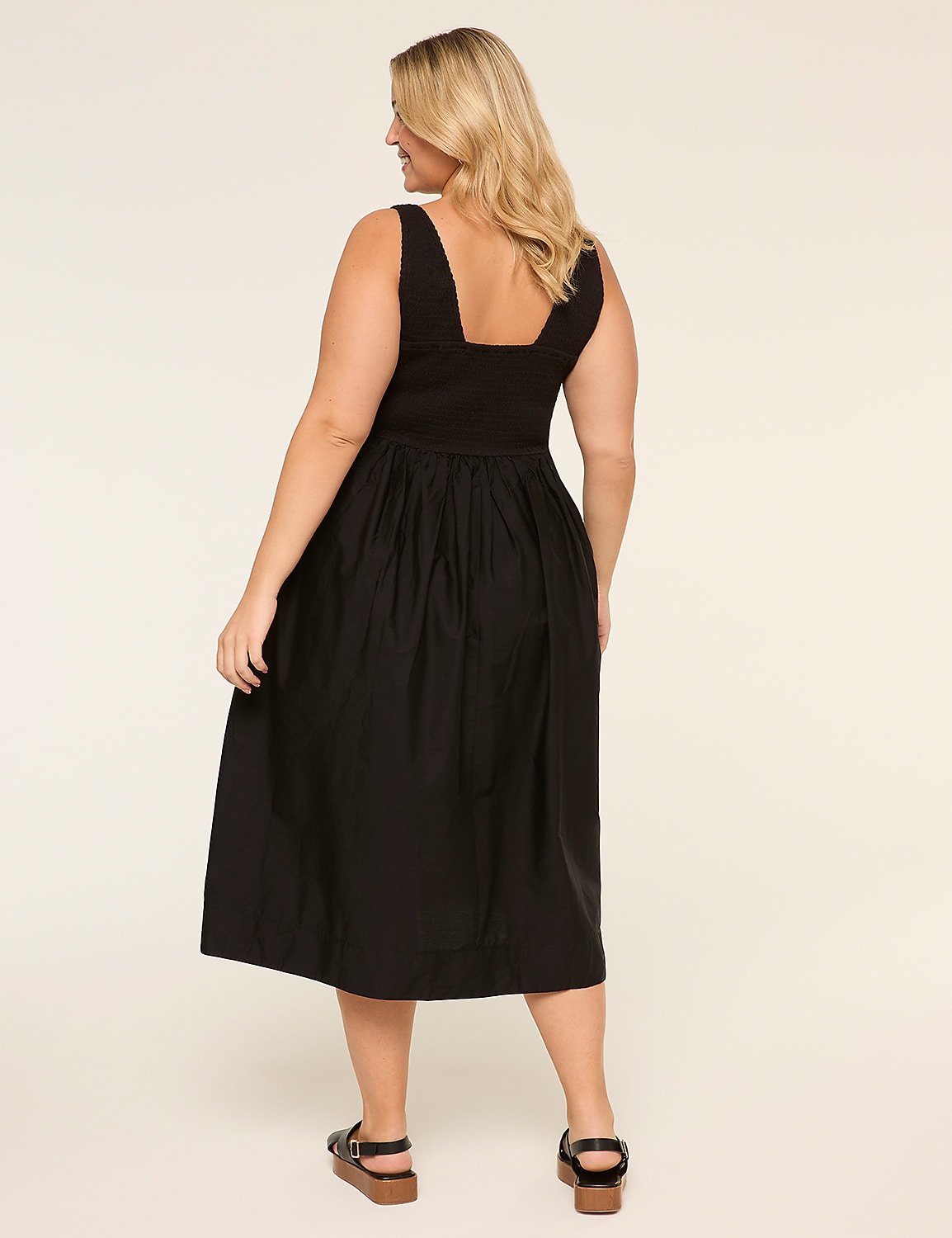 V-Neck Smocked-Bodice Midi Dress Product Image 2