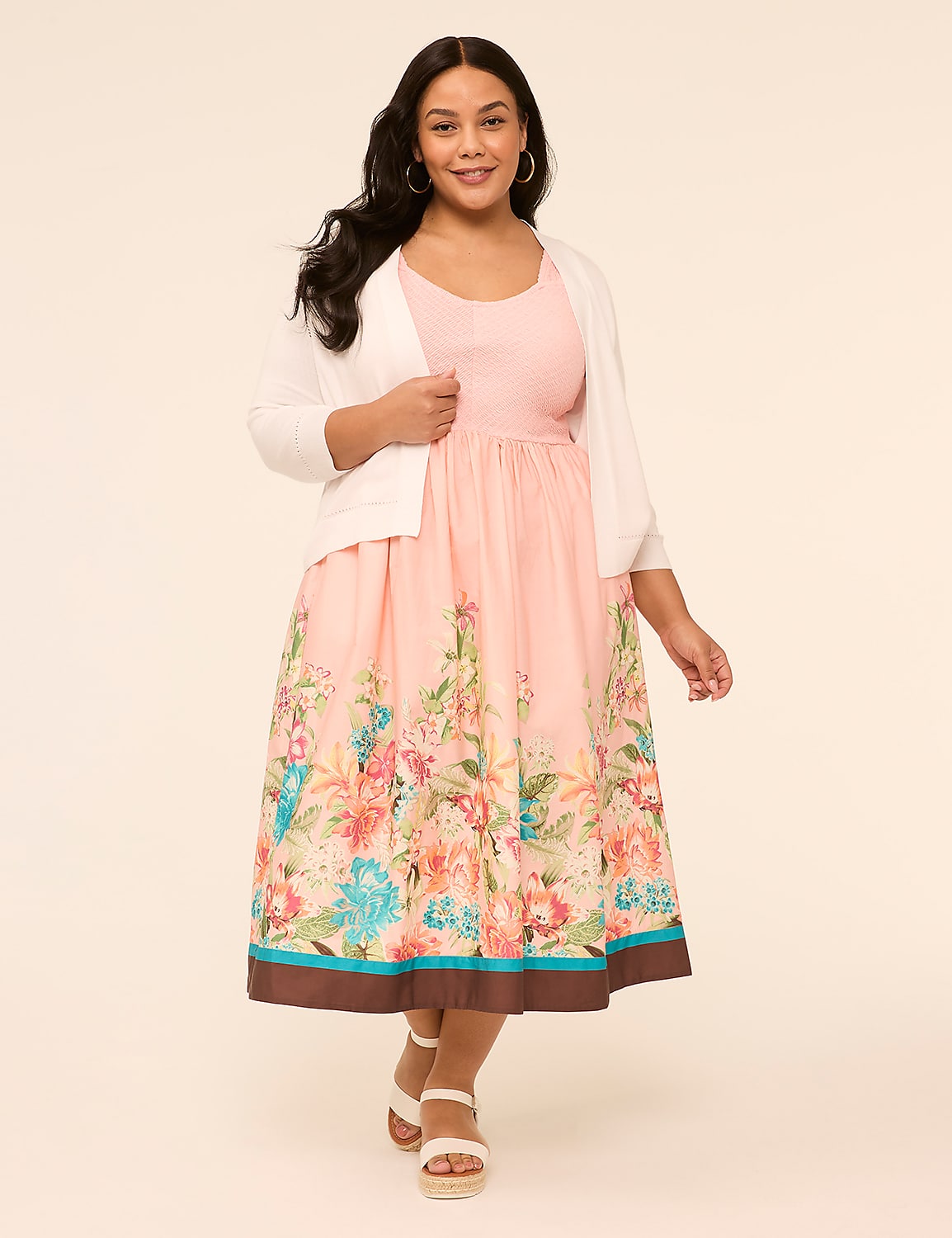 V-Neck Smocked-Bodice Midi Dress Product Image 4
