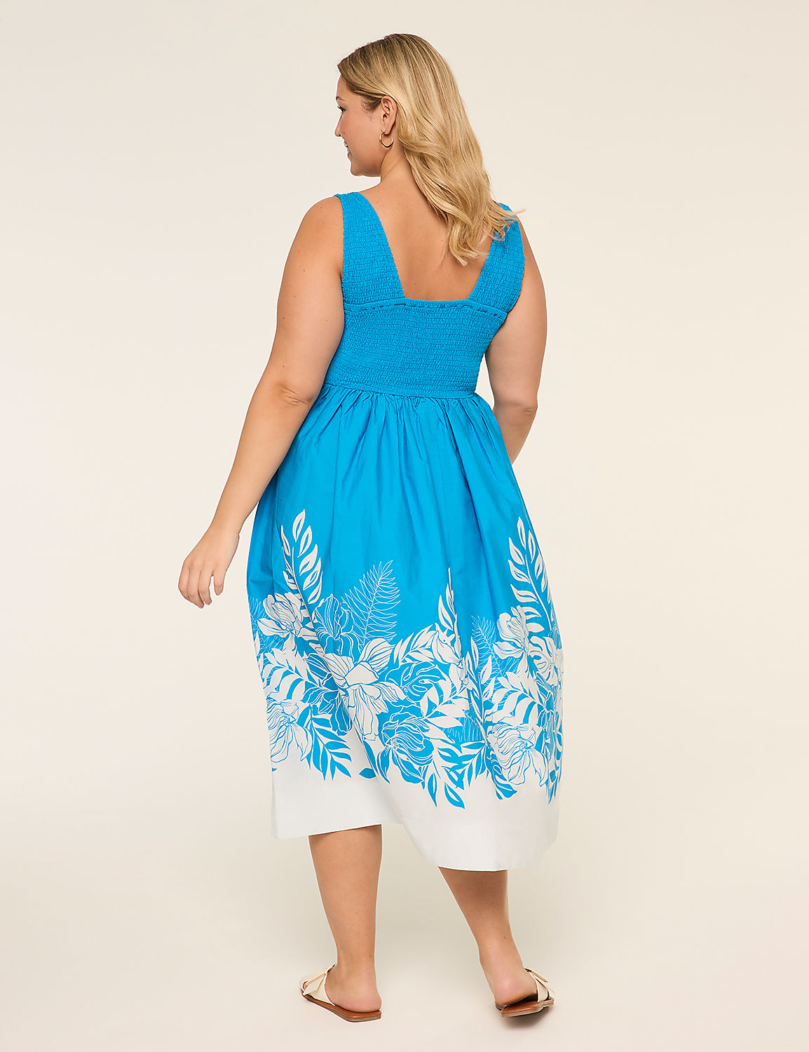 V-Neck Smocked-Bodice Midi Dress Product Image 2