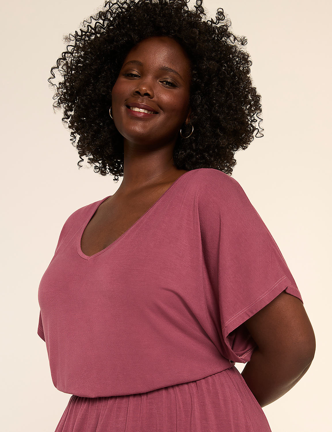 Dolman-Sleeve V-Neck Tie-Dye Dress Product Image 3