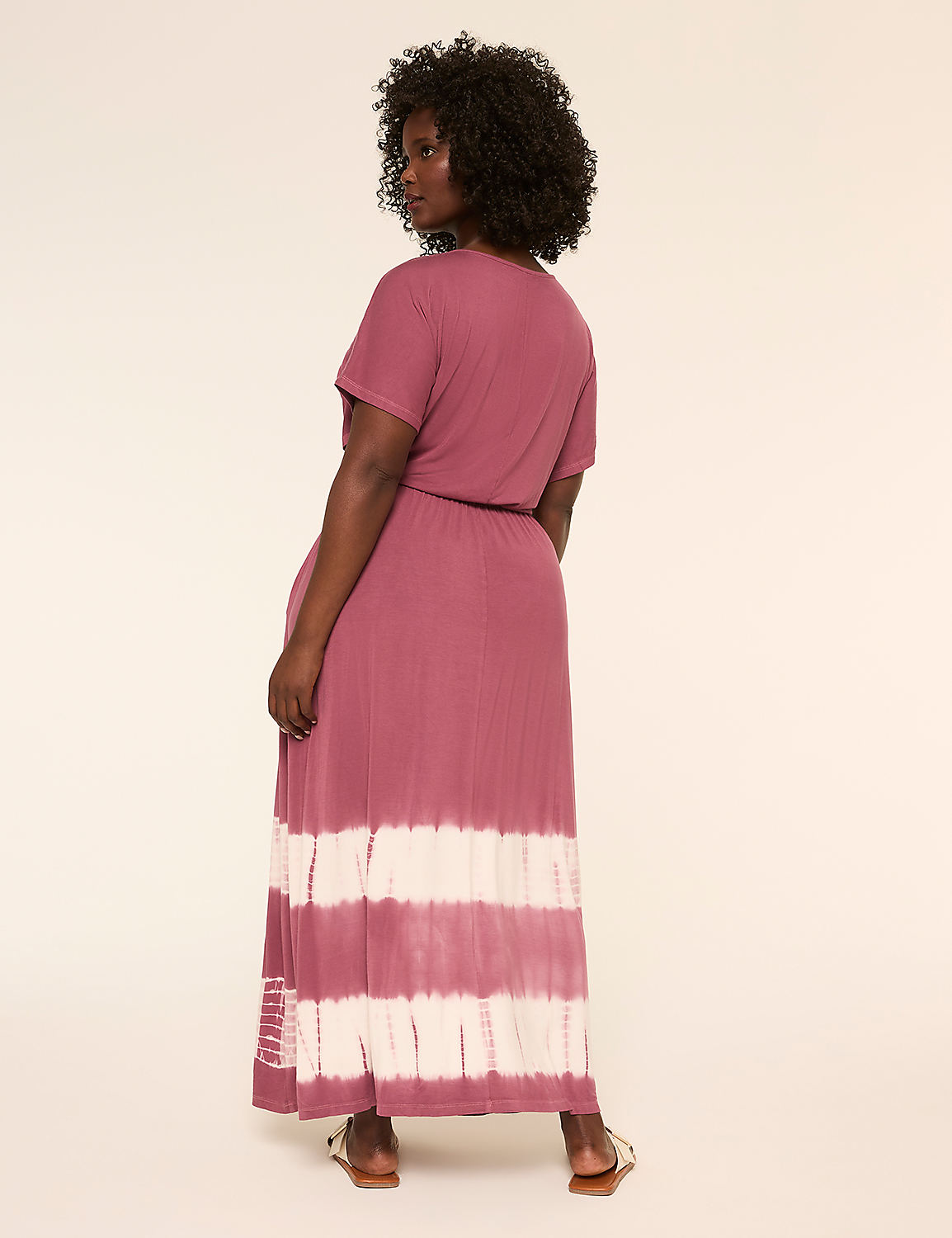 Dolman-Sleeve V-Neck Tie-Dye Dress Product Image 2