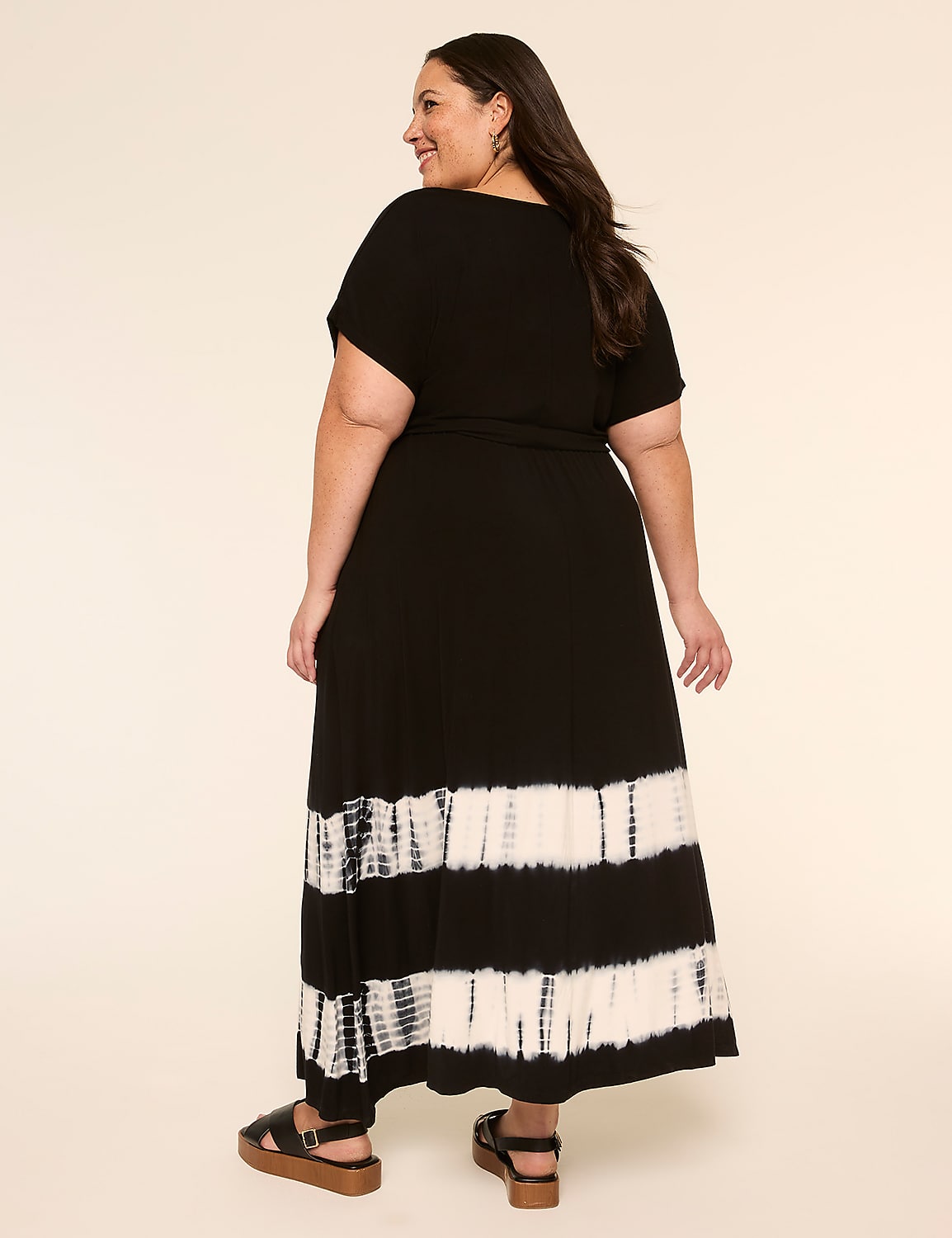 Dolman-Sleeve V-Neck Tie-Dye Dress Product Image 3