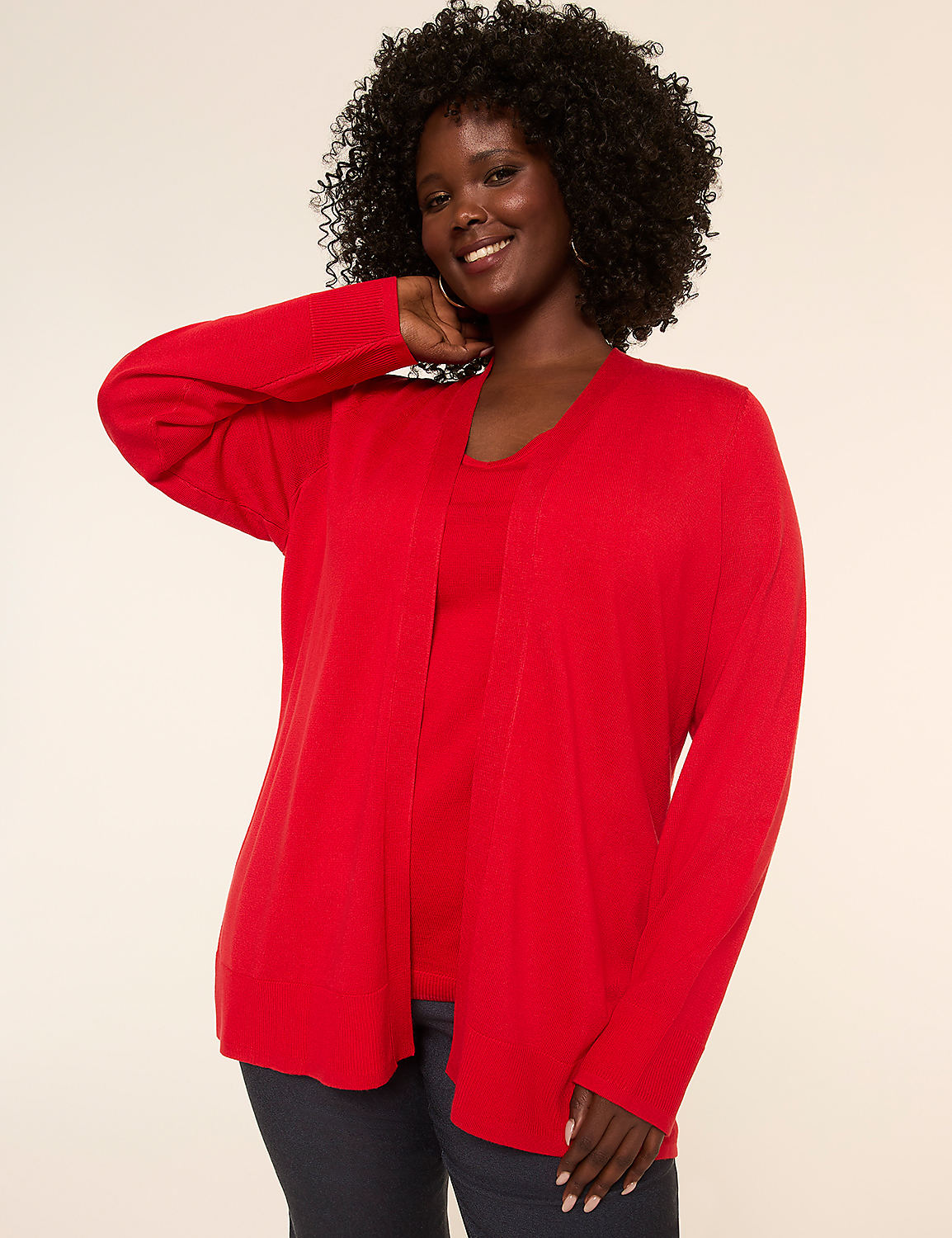 Modern Long-Sleeve Open-Front Cardigan Product Image 1