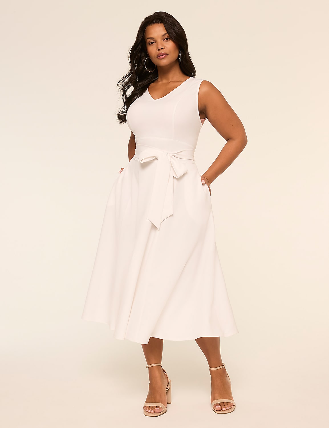 Lena Sleeveless Level-Hem Midi Dress Product Image 1