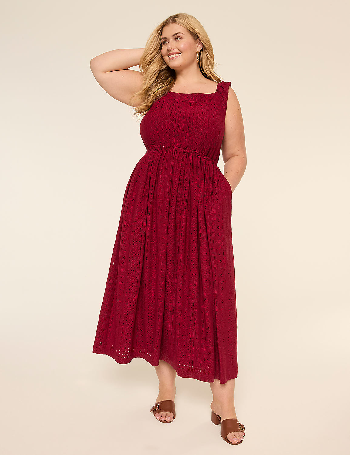 Square-Neck Flutter Sleeve Maxi Dress Product Image 1