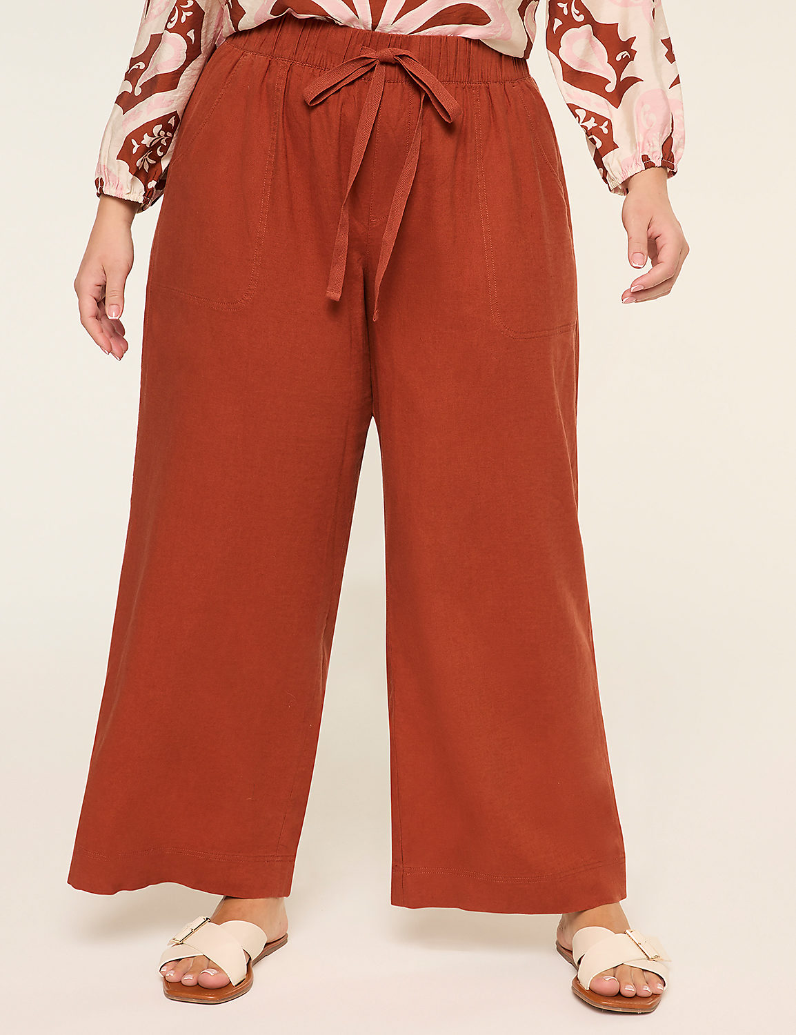 Linen-Blend Wide Leg Pant Product Image 1