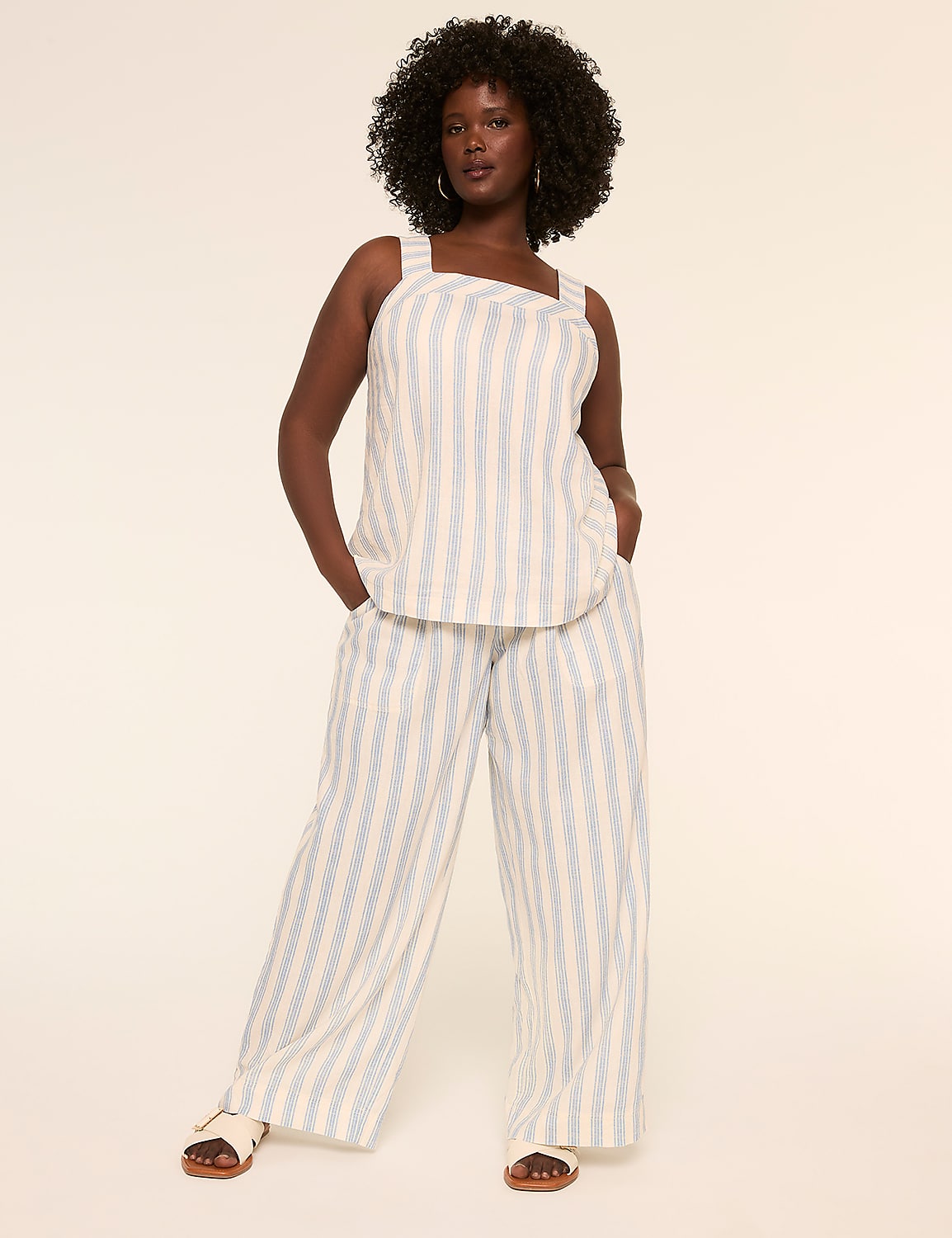Linen-Blend Wide Leg Pant Product Image 3