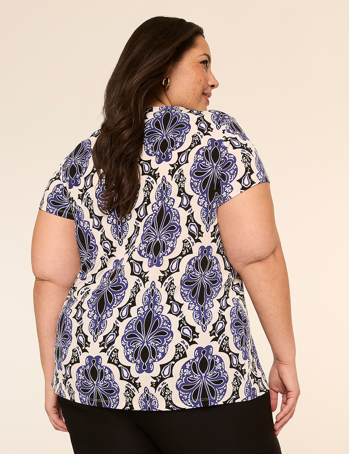 Swing Cap-Sleeve Pleat-Front Top Product Image 6