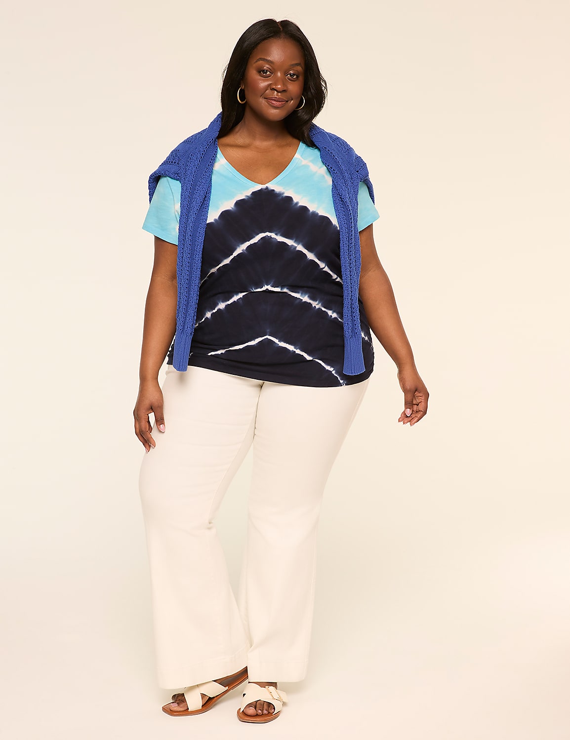 Short-Sleeve V-Neck Side-Ruched Tee Product Image 5