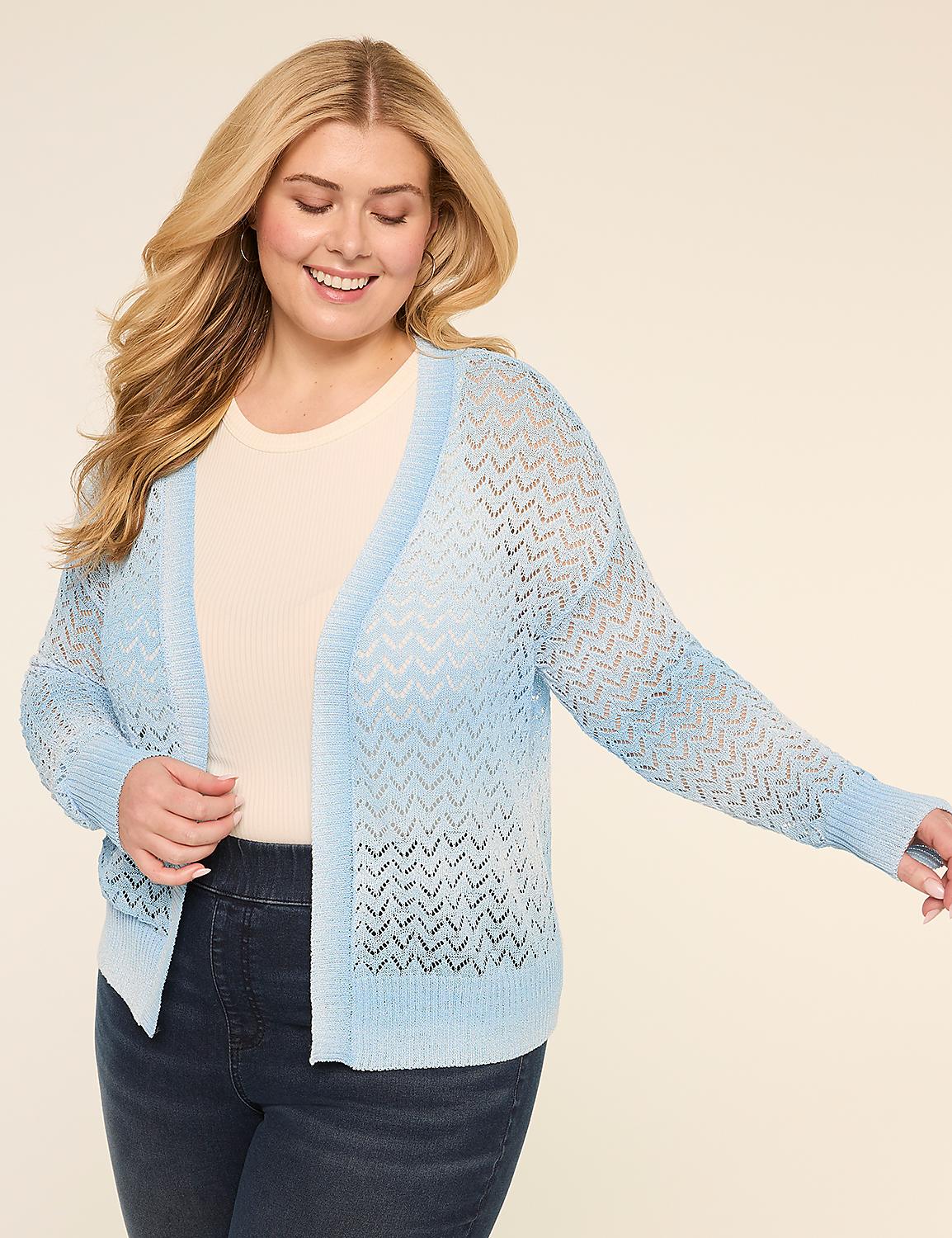 Pointelle-Stitched Open-Front Cardigan Product Image 1