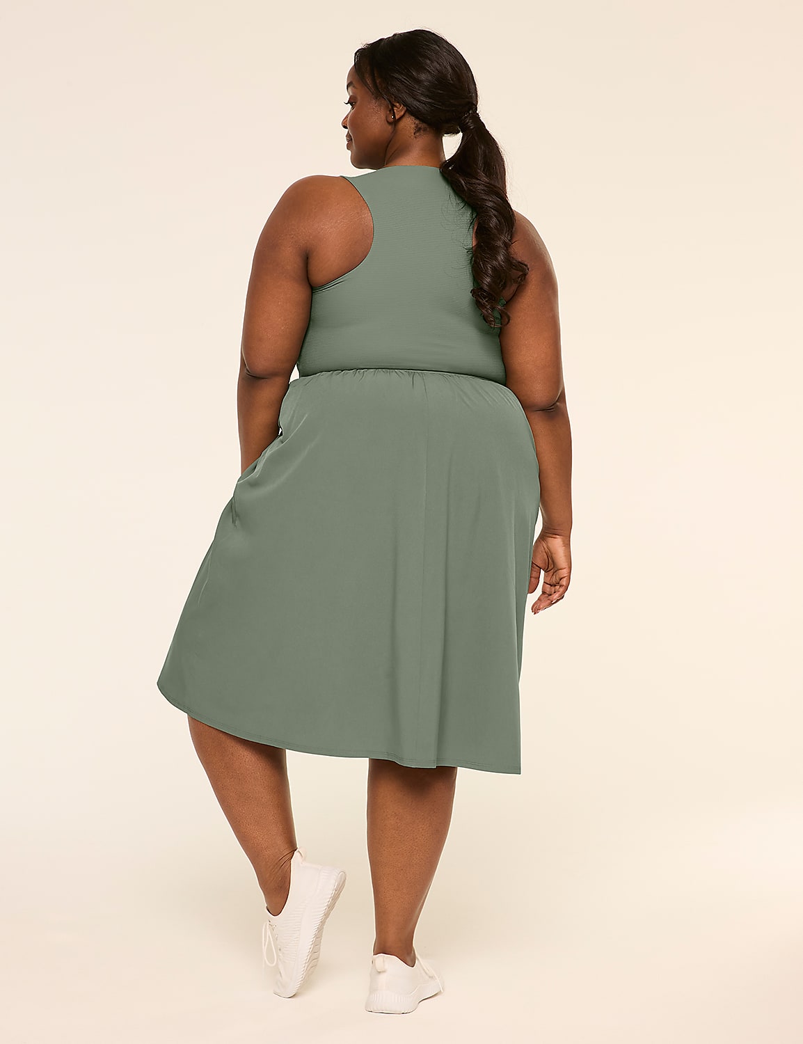 LIVI Sleeveless Rib-Mix Midi Dress Product Image 2