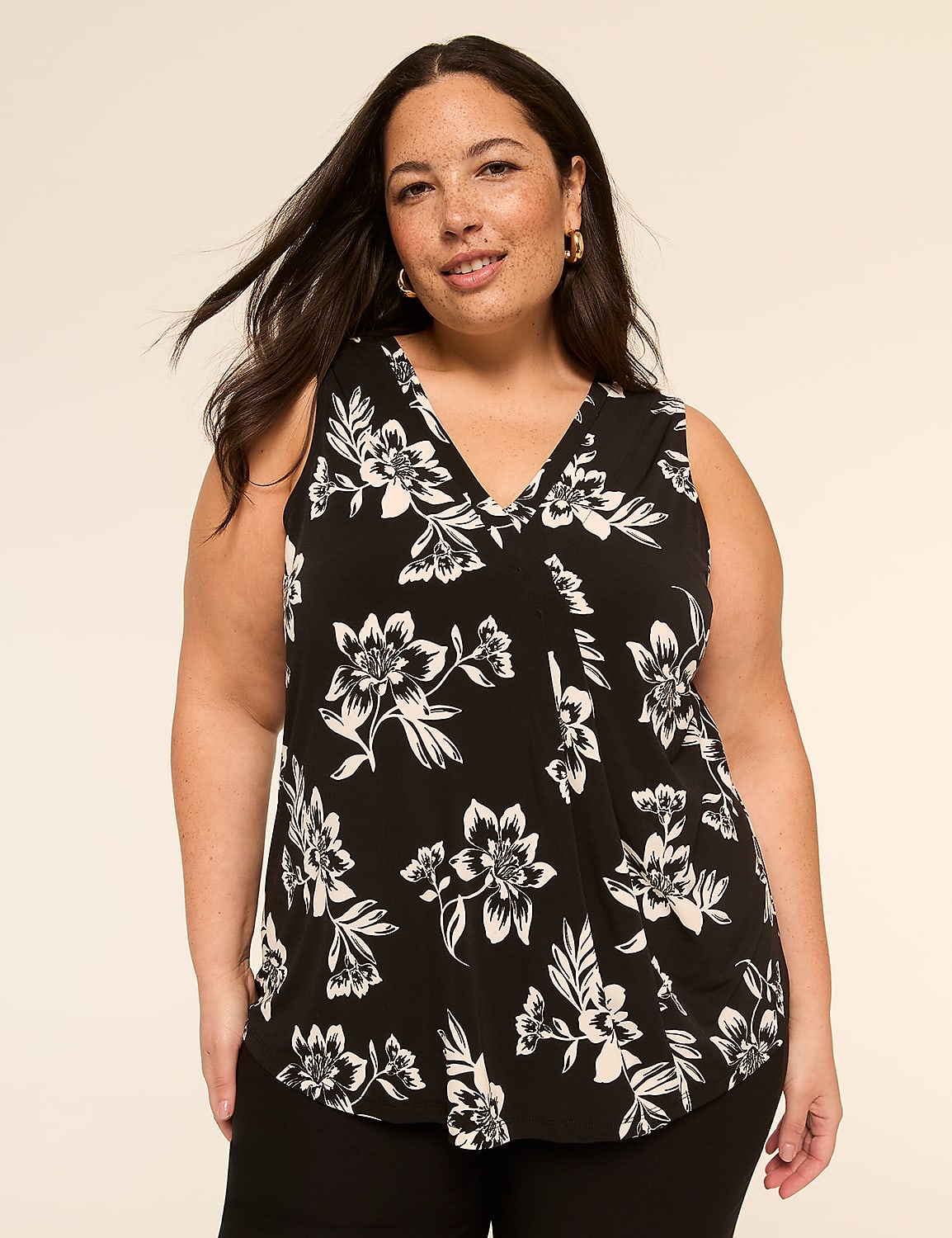 Swing Sleeveless Pleat-Front Top Product Image 1