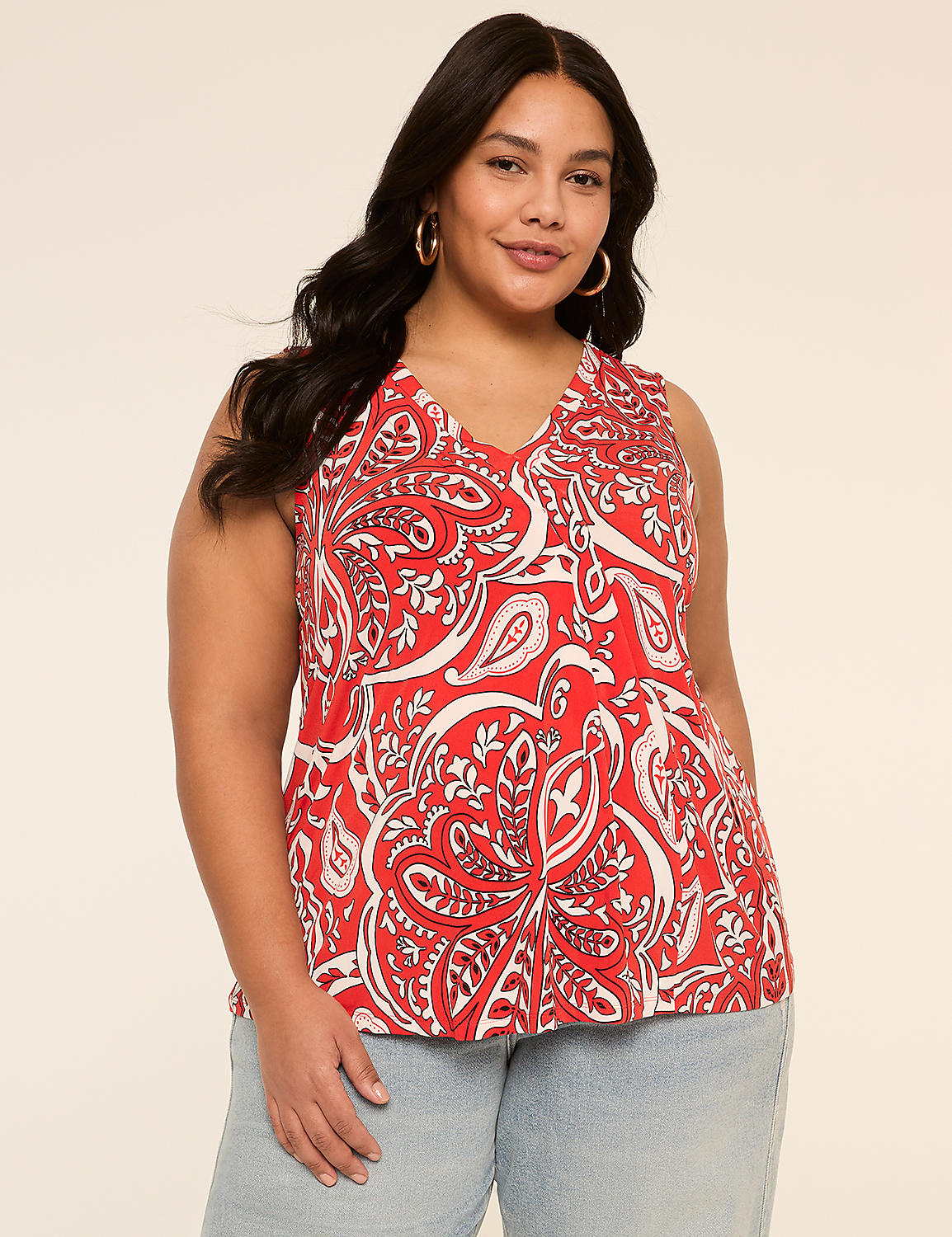 Swing Sleeveless Pleat-Front Top Product Image 1