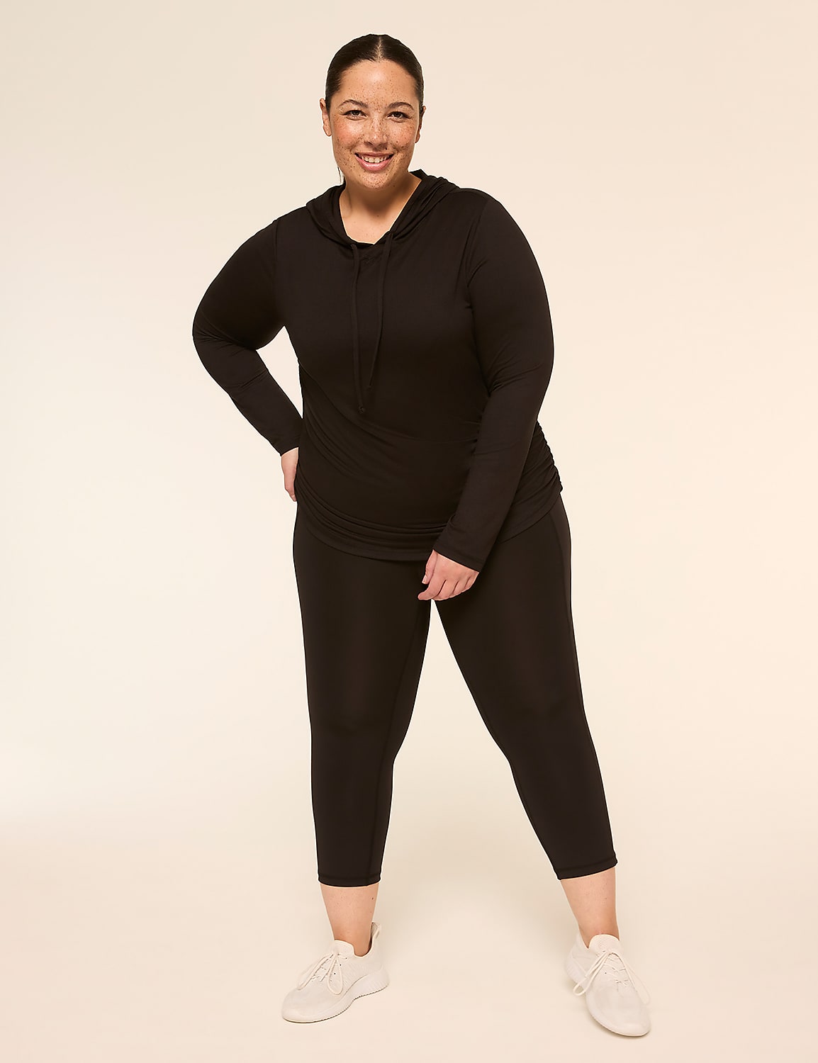 LIVI Soft Long-Sleeve Side-Ruched Hoodie Product Image 3