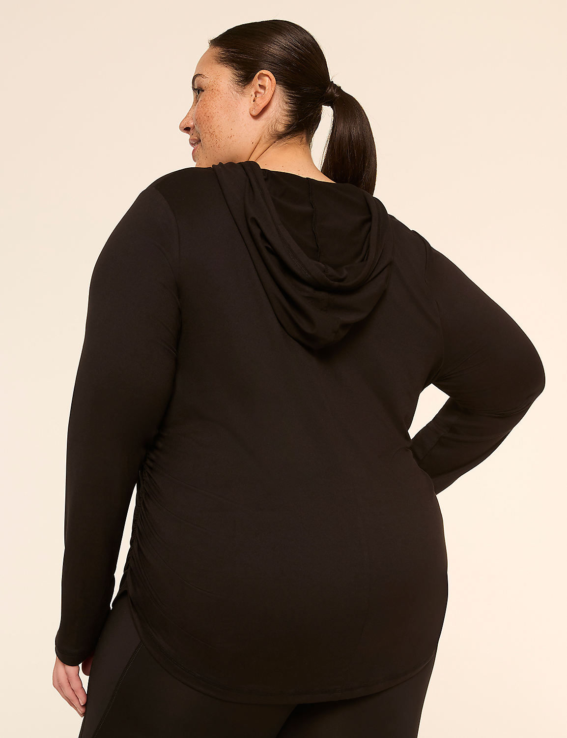 LIVI Soft Long-Sleeve Side-Ruched Hoodie Product Image 2