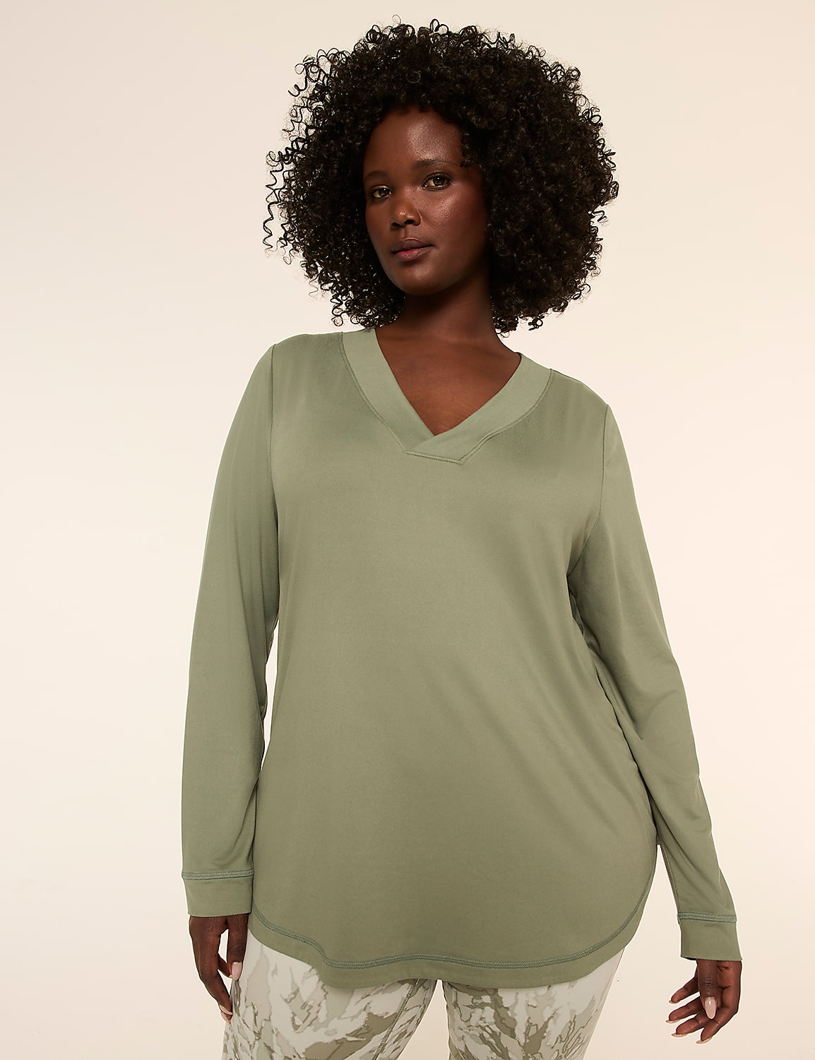 LIVI Soft Long-Sleeve V-Neck Tee Product Image 1