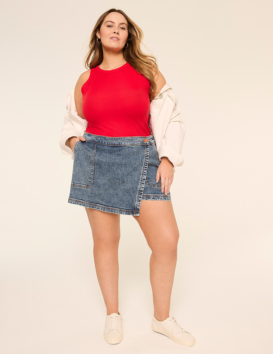 Denim Utility Skort Product Image 3