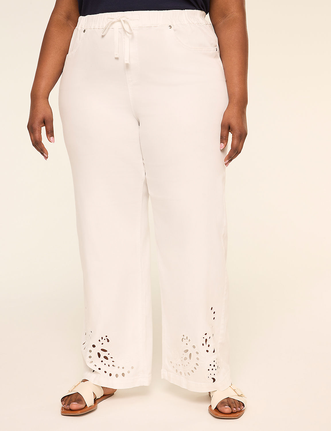 Eyelet-Hem Pull-On Relaxed Straight Jean Product Image 1