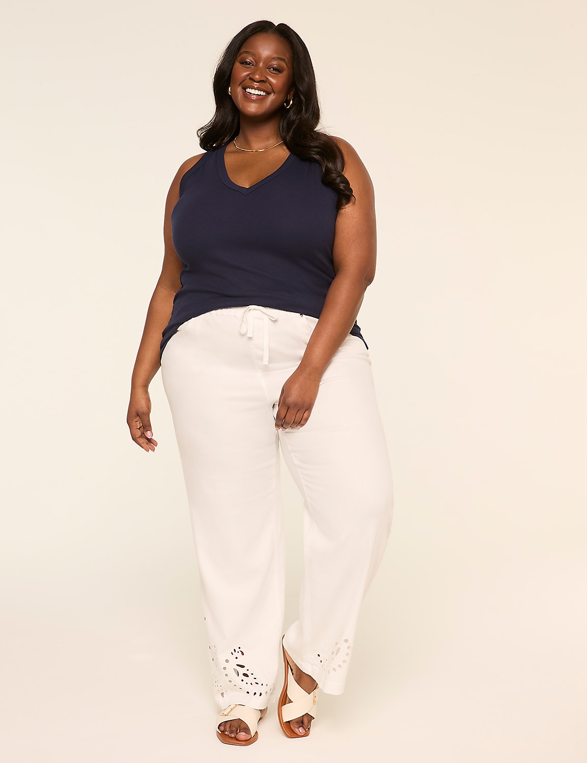 Eyelet-Hem Pull-On Relaxed Straight Jean Product Image 3