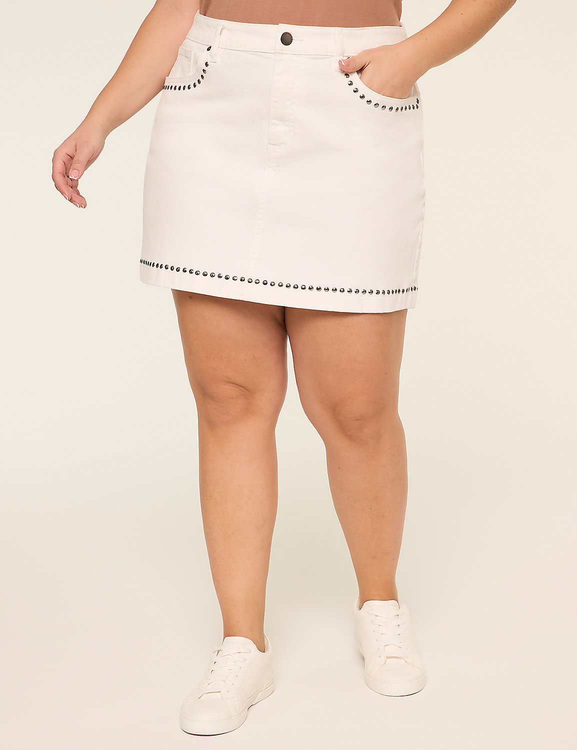 Studded Denim Mini Skirt Product Image 1