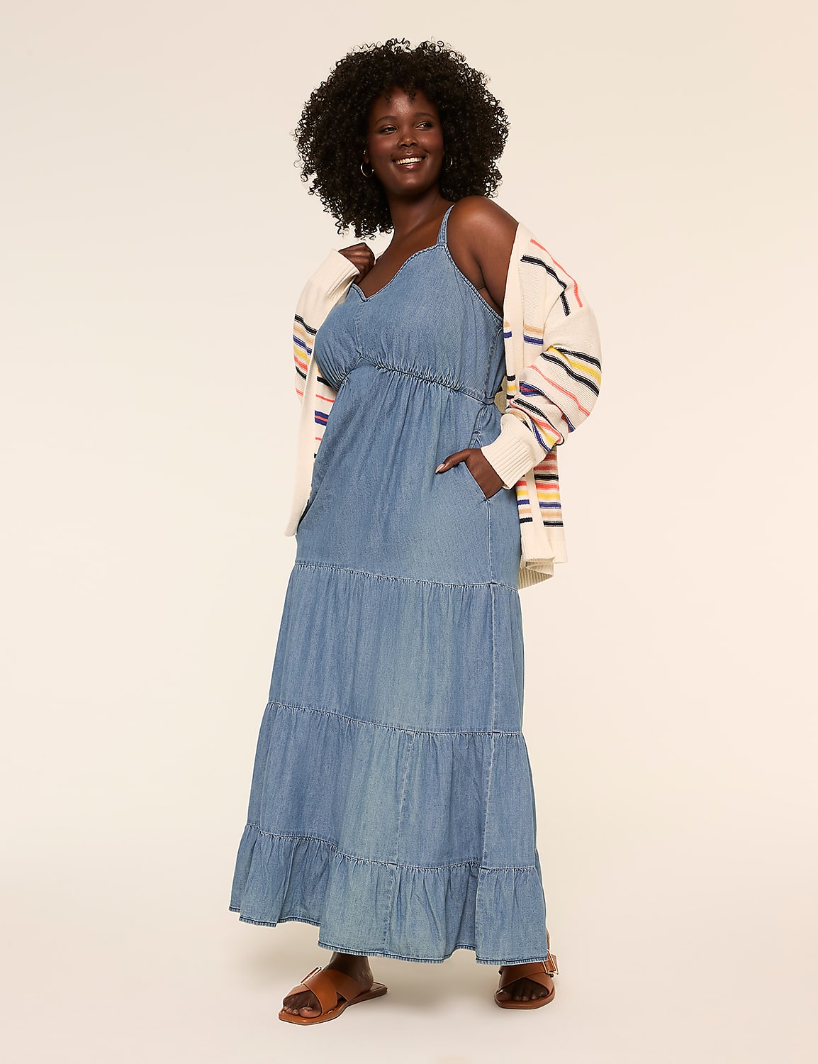 Open-Front Striped Cardigan Product Image 4
