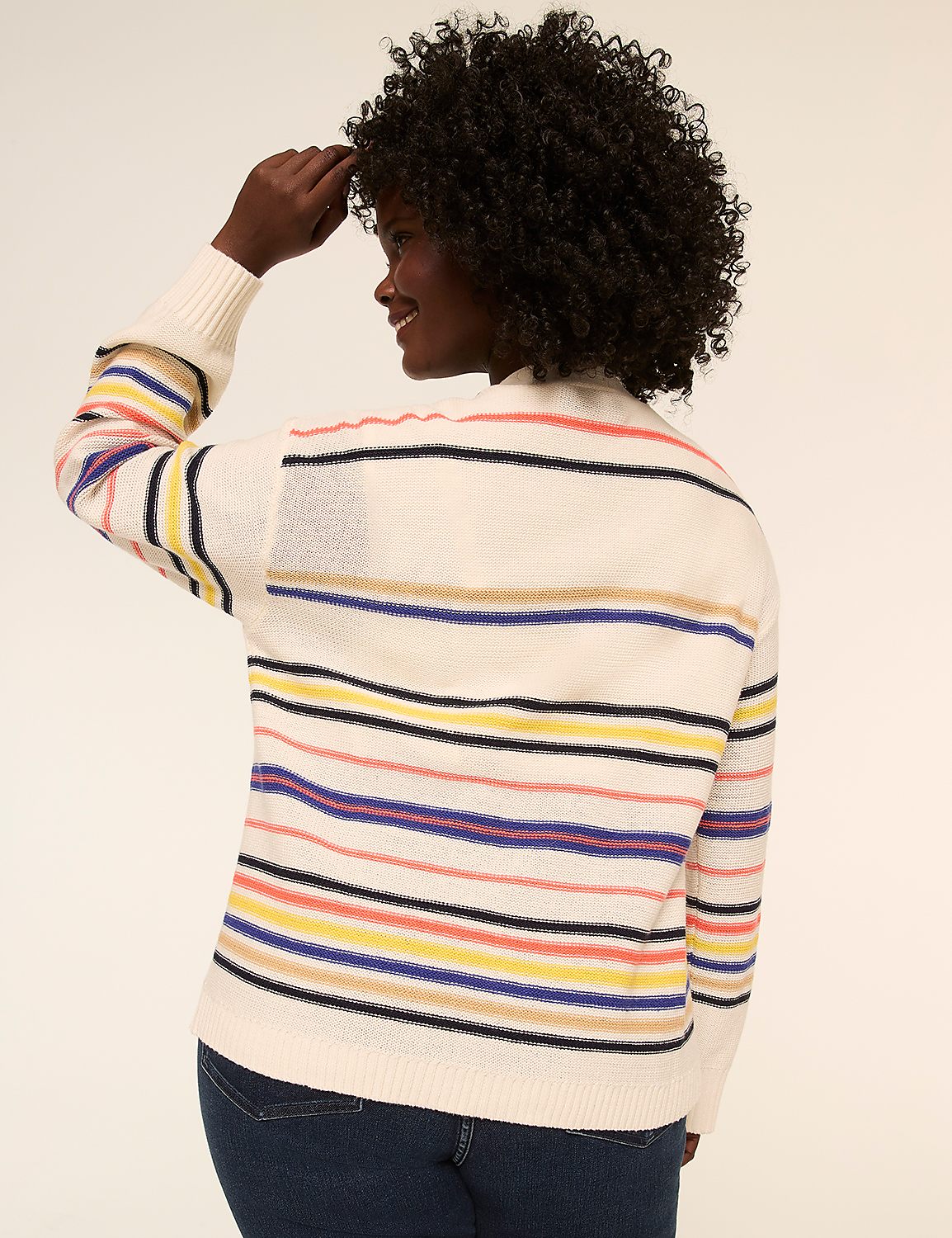 Open-Front Striped Cardigan Product Image 2