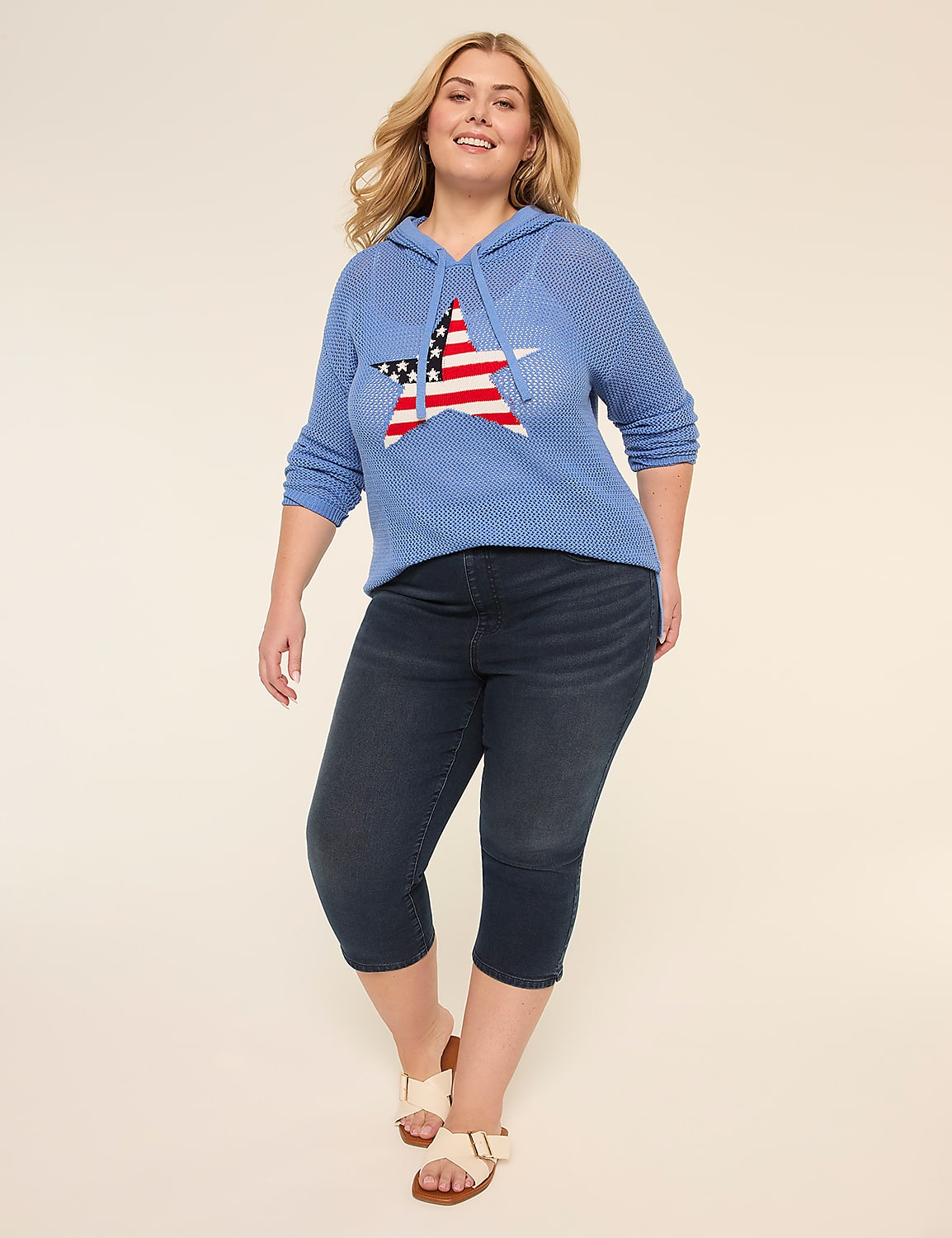American Flag Star Hooded Sweater Product Image 3