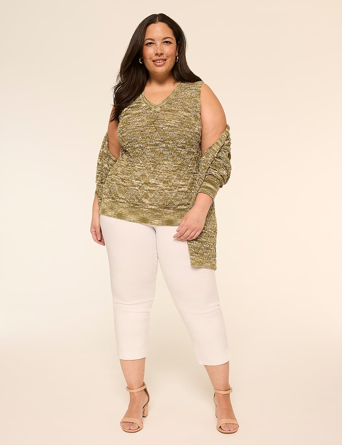 V-Neck Stitch Sweater Tank Product Image 3