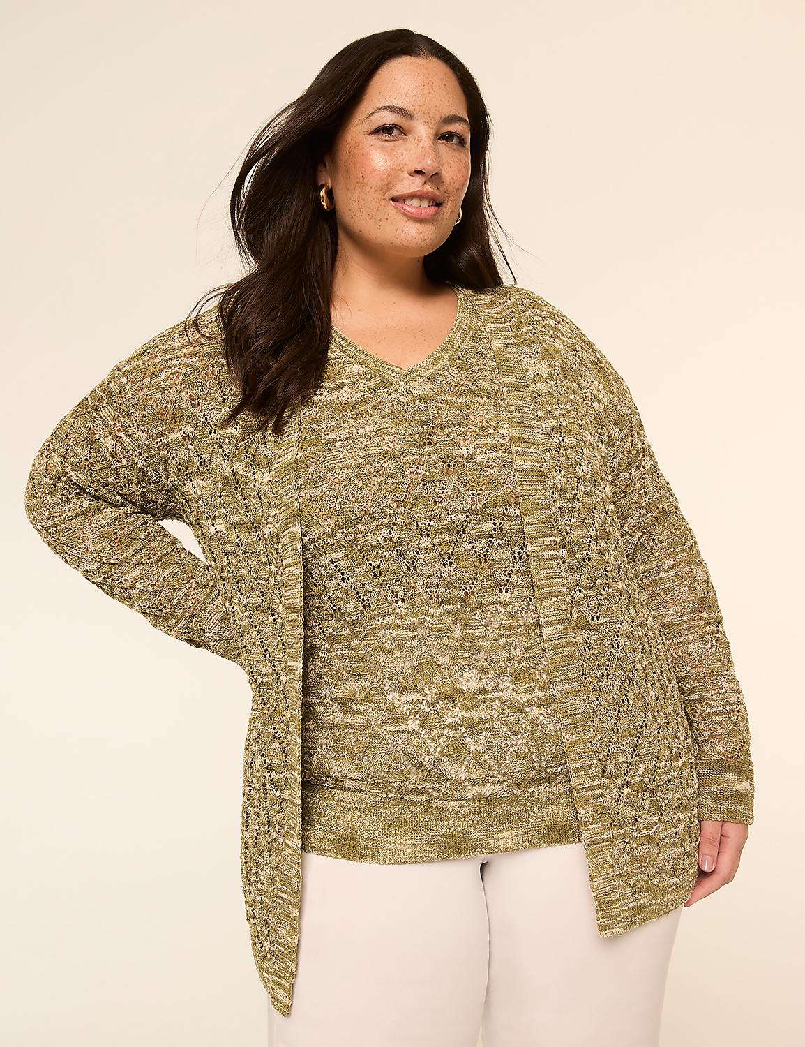 Open-Front Stitch Cardigan Product Image 1
