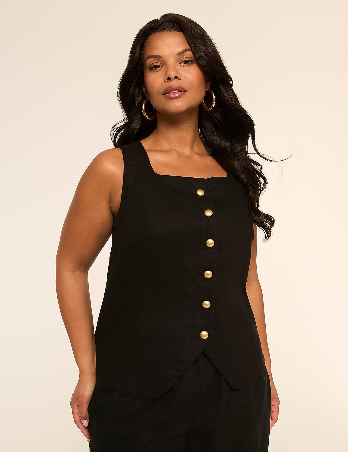Tailored Linen-Blend Vest Product Image 1