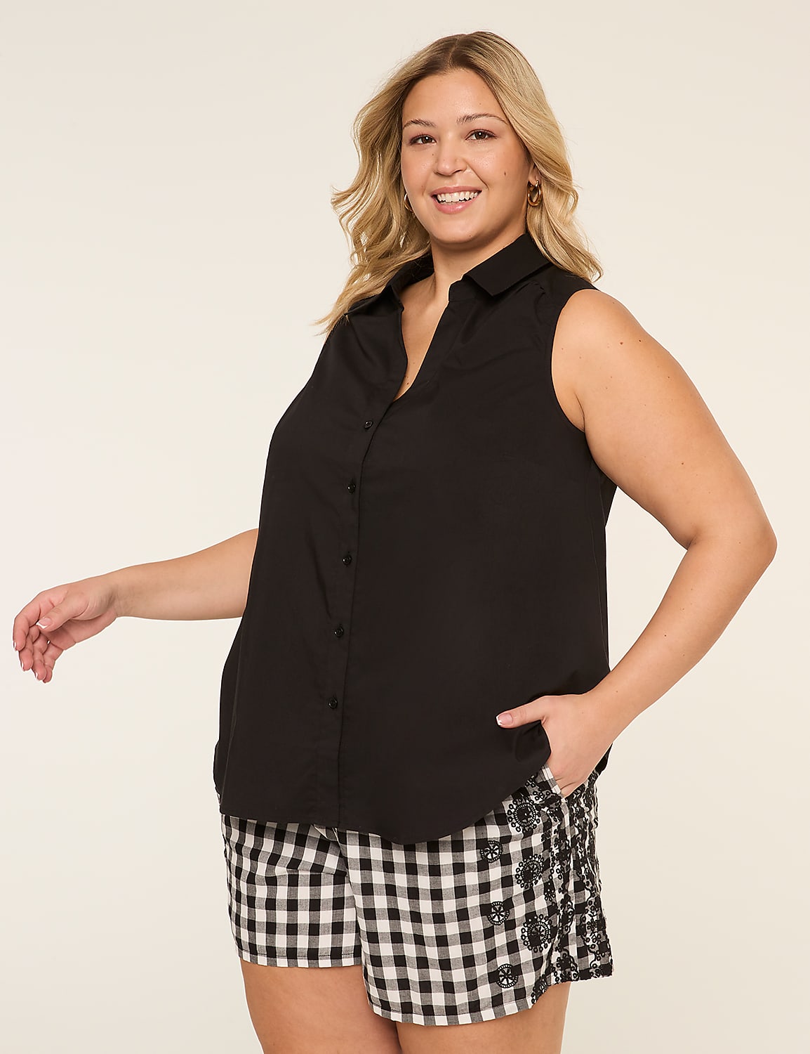 Collared Button-Front Tank Product Image 1
