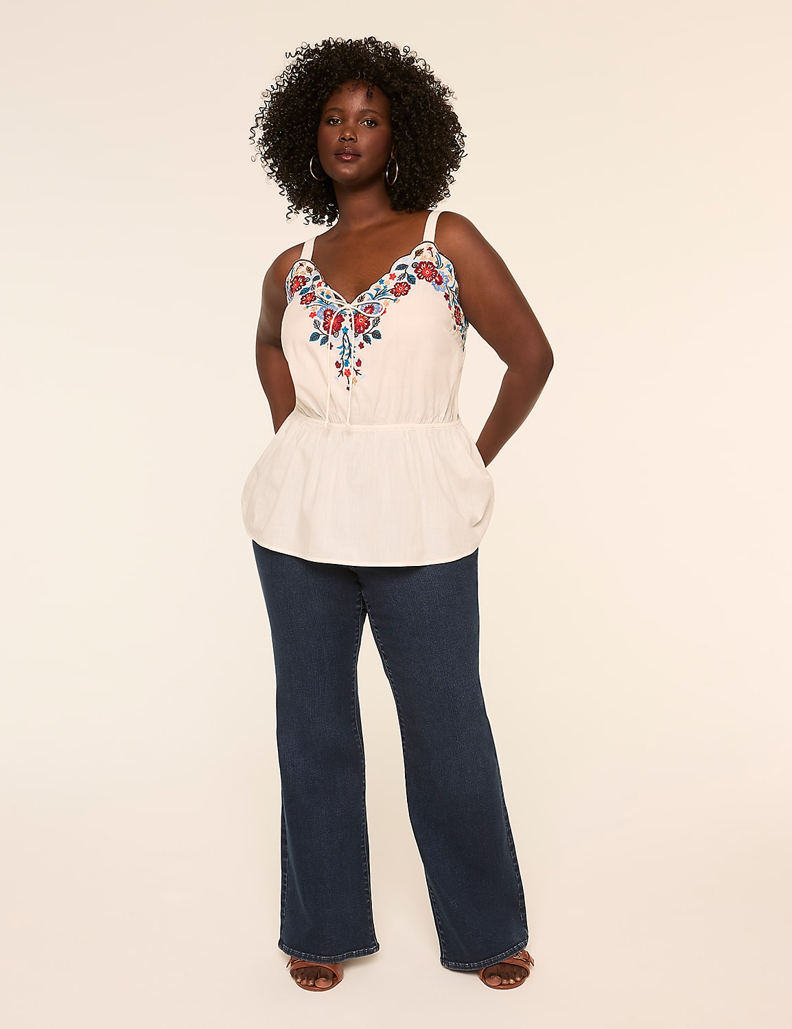 Embroidered V-Neck Tank Product Image 3