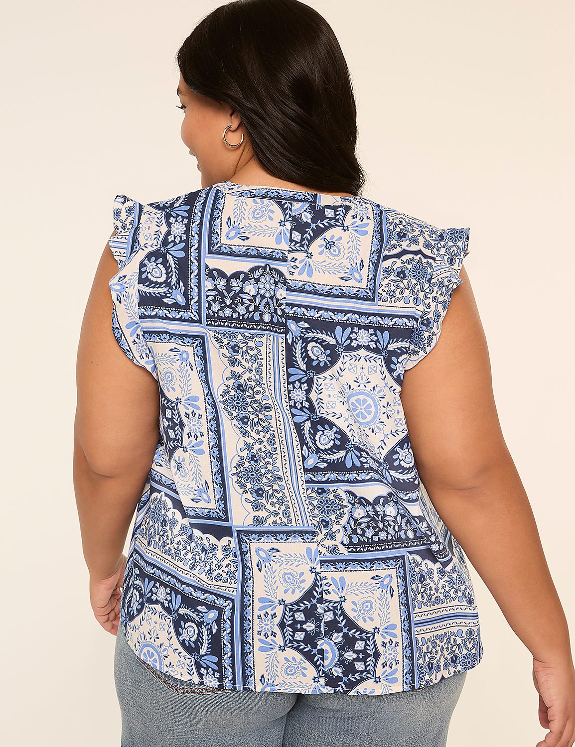 Flutter-Sleeve Smocked-Yoke Top Product Image 2