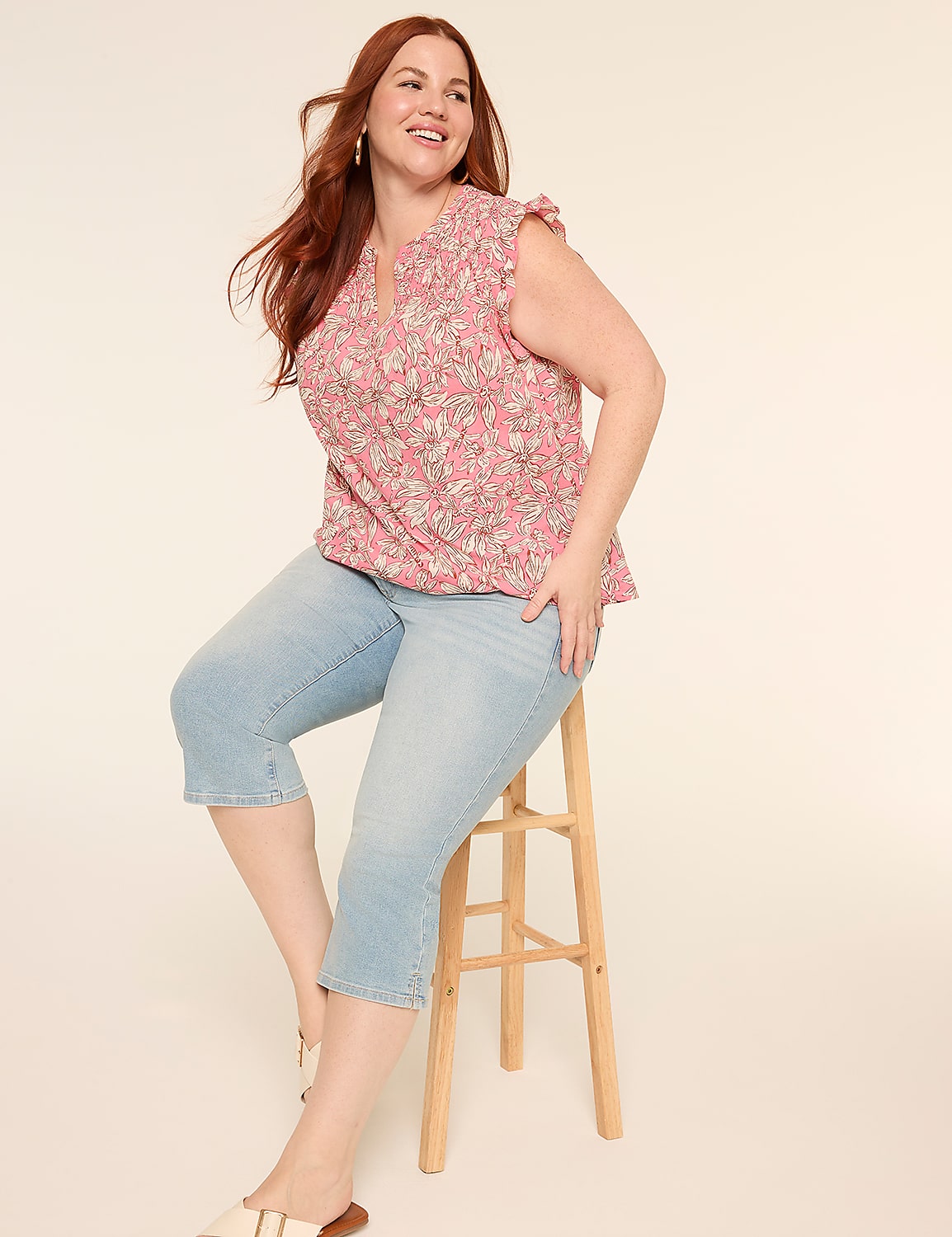 Flutter-Sleeve Smocked-Yoke Top Product Image 3
