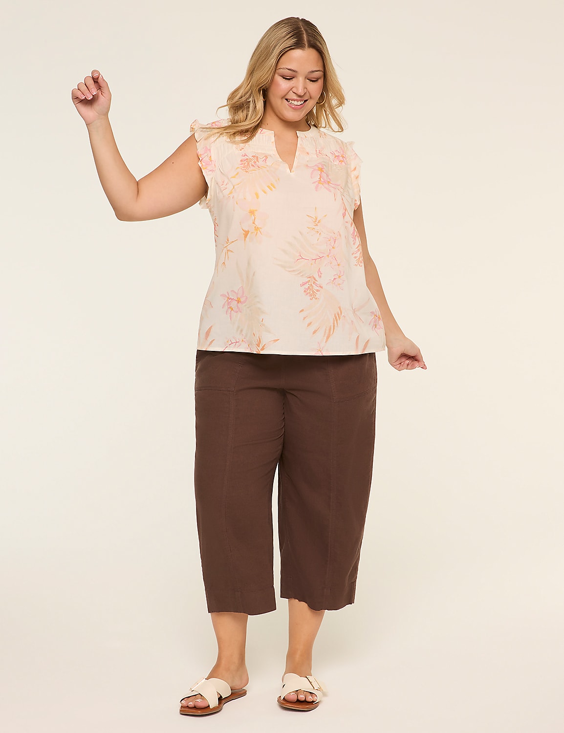Flutter-Sleeve Smocked-Yoke Top Product Image 3