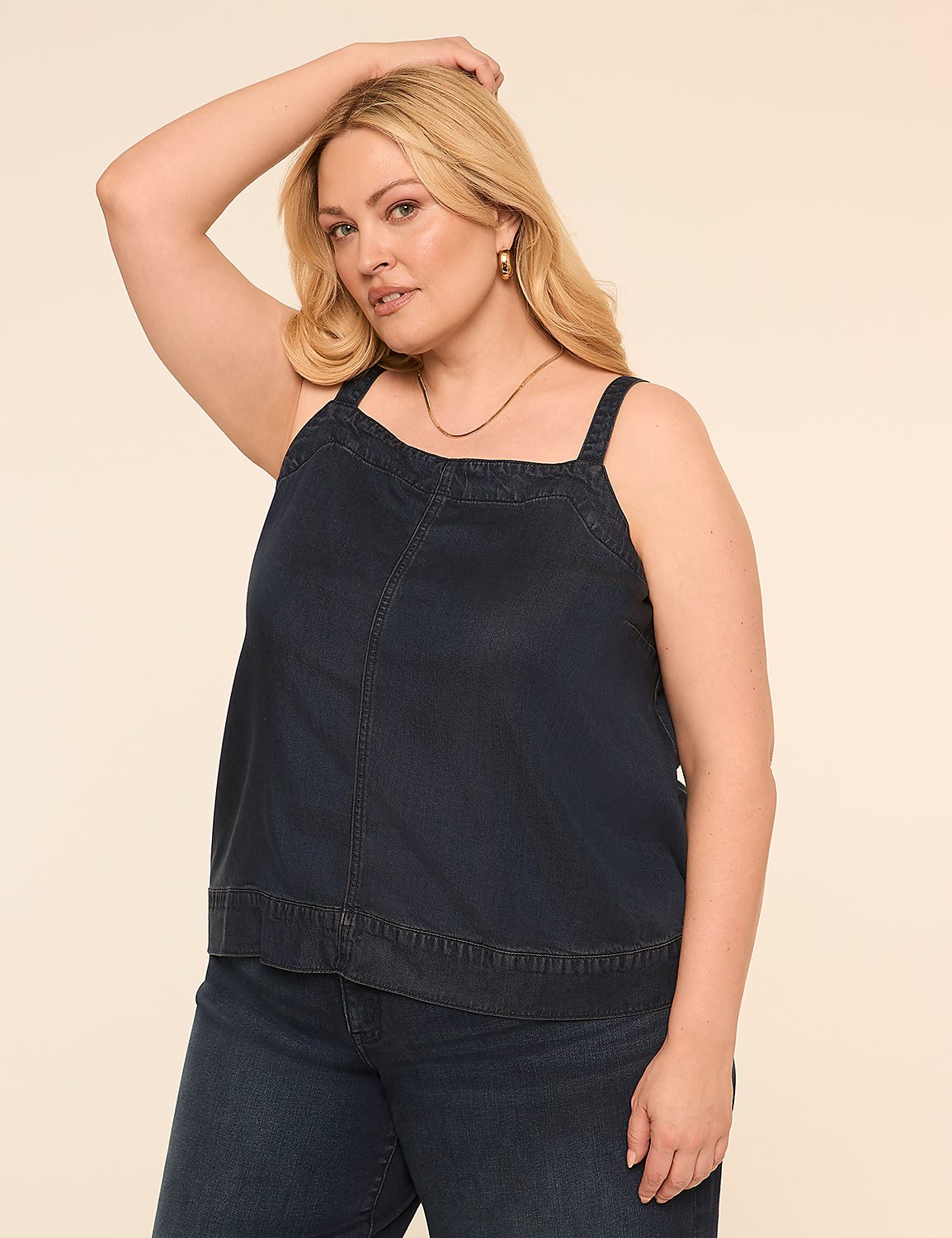Square-Neck Denim Tank Product Image 1