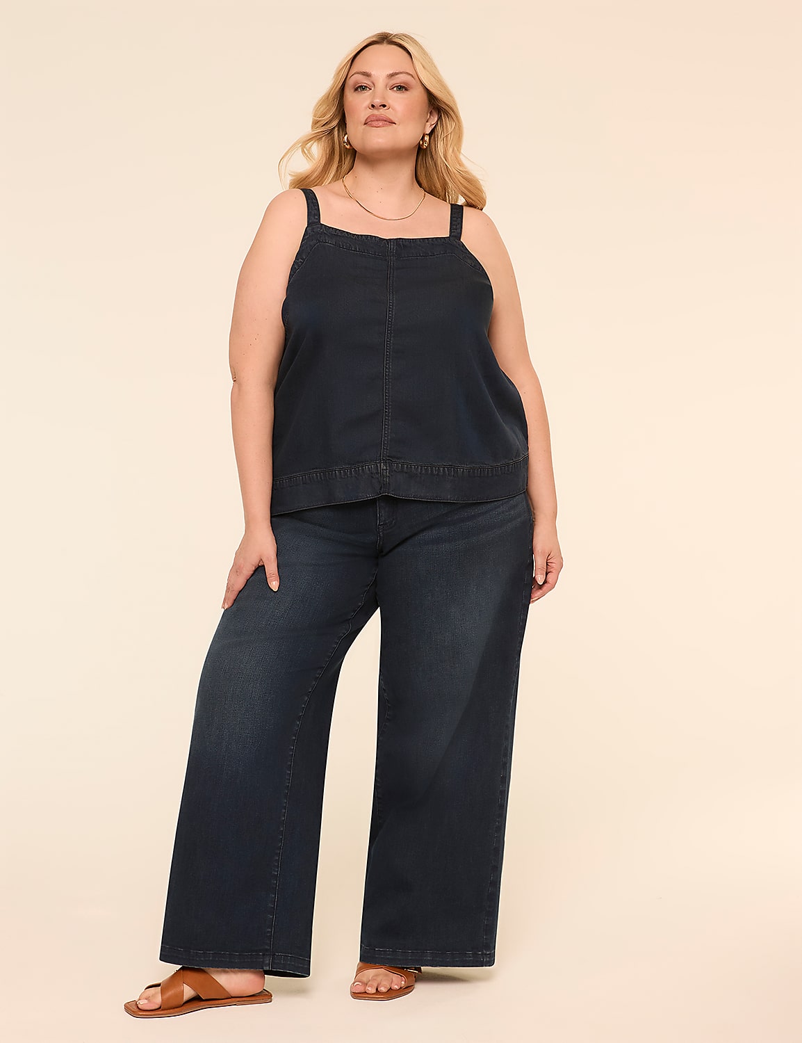 Square-Neck Denim Tank Product Image 3