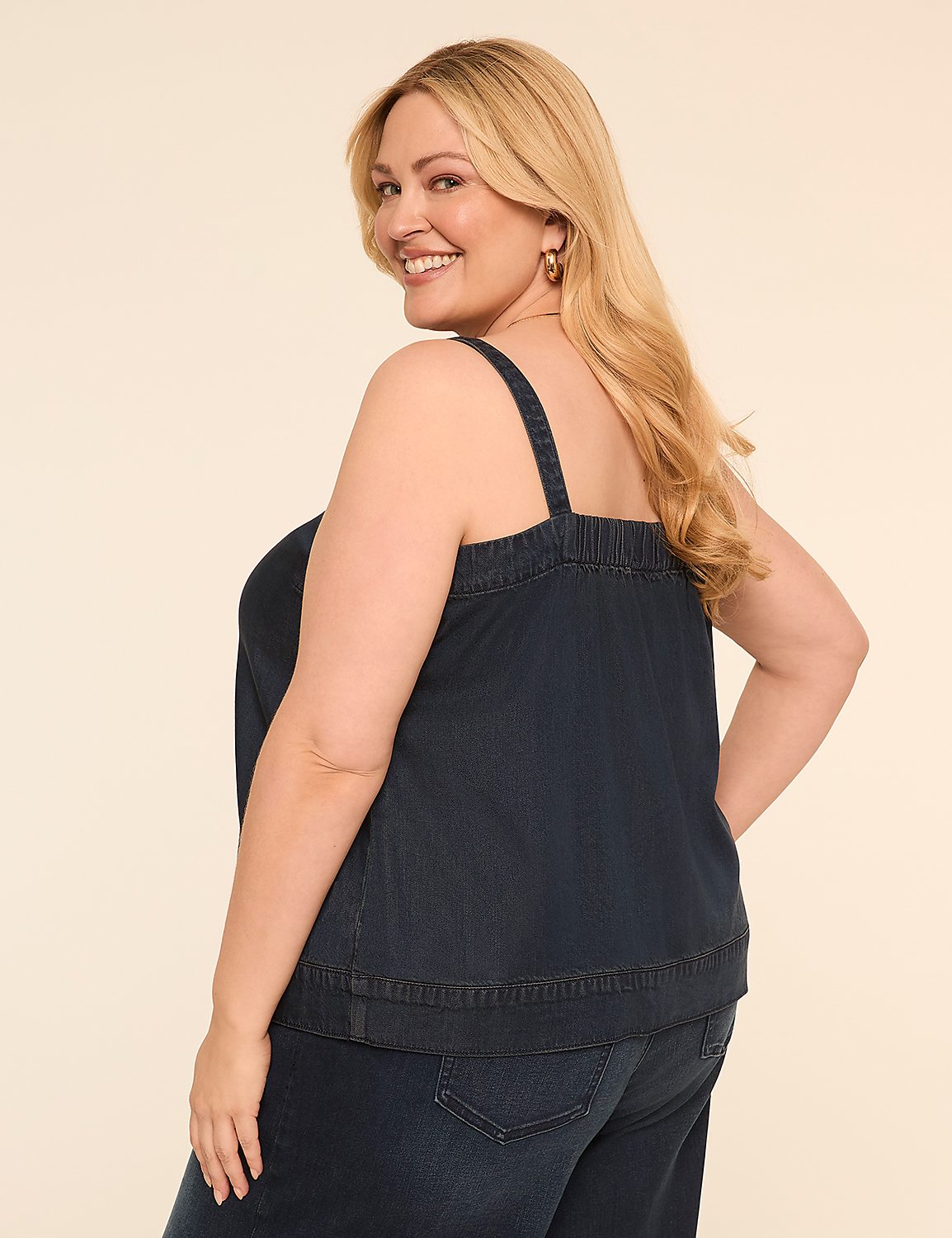 Square-Neck Denim Tank Product Image 2