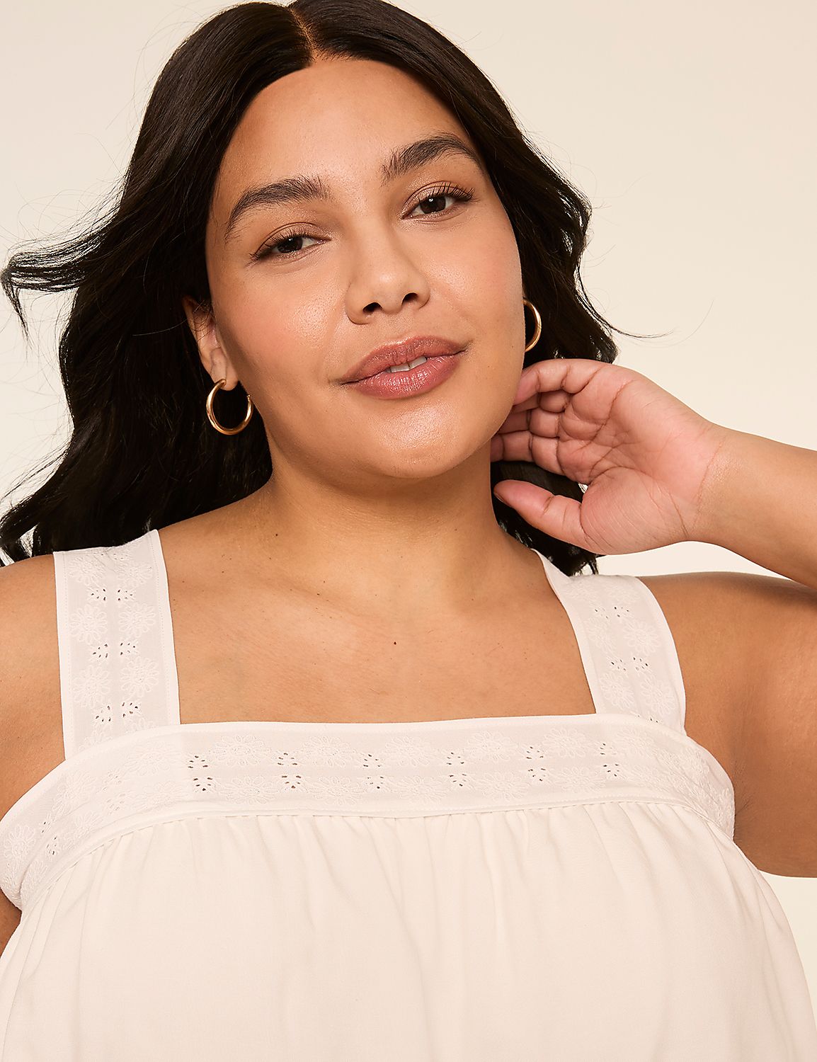 Eyelet-Trim Square-Neck Tank Product Image 4