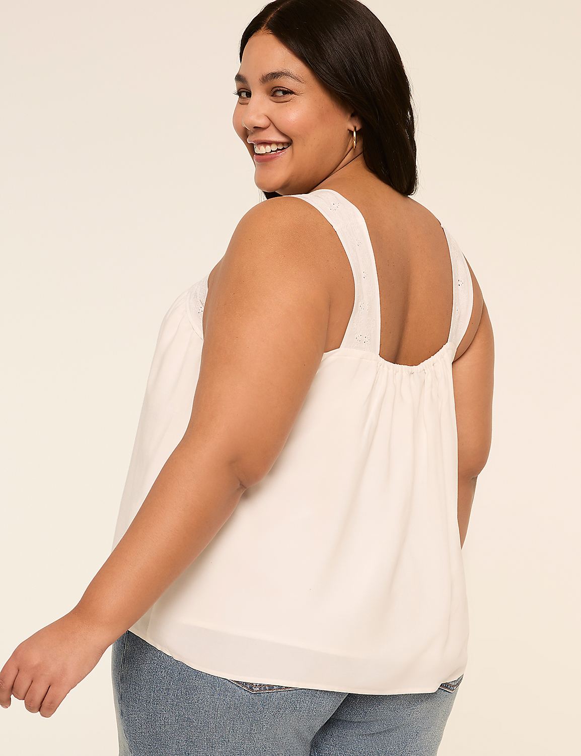 Eyelet-Trim Square-Neck Tank Product Image 2