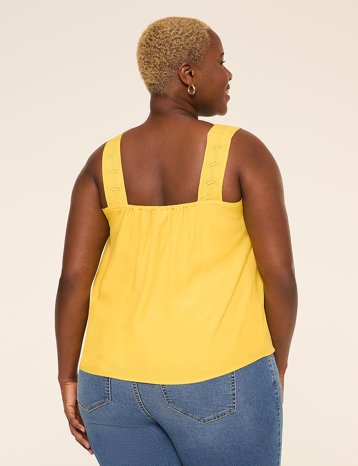 Eyelet-Trim Square-Neck Tank Product Image 2