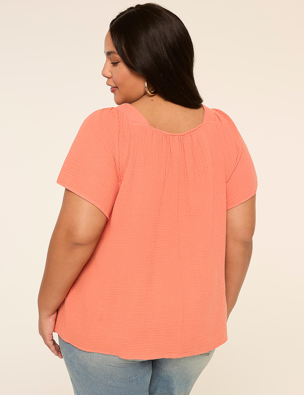 Flutter-Sleeve Square-Neck Gauze Top Product Image 2