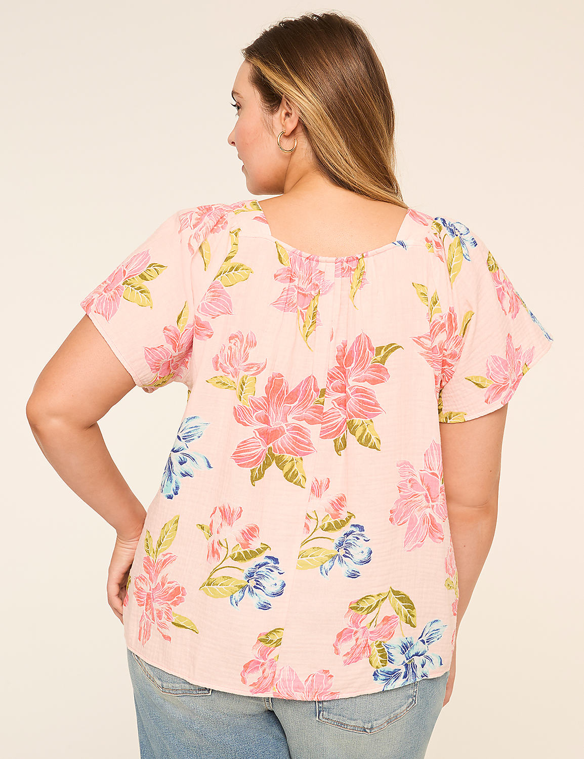 Flutter-Sleeve Square-Neck Gauze Top Product Image 2