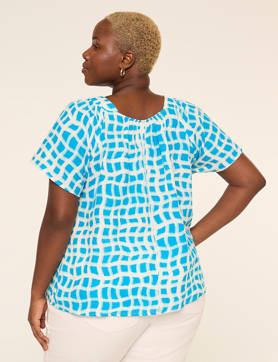 Flutter-Sleeve Square-Neck Gauze Top Product Image 2