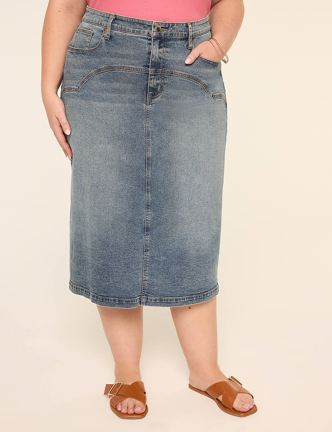 Denim Midi Skirt Product Image 1