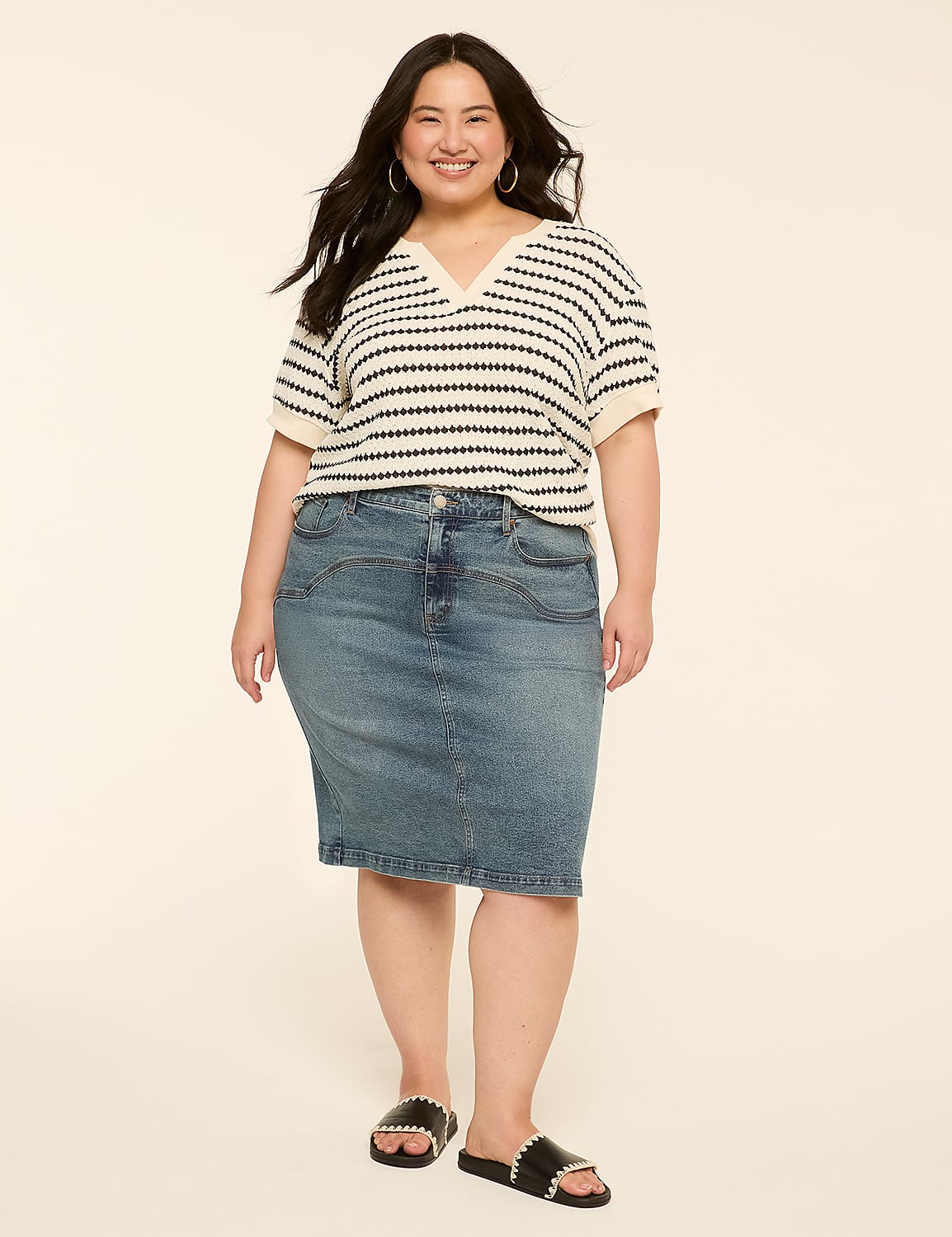 Denim Midi Skirt Product Image 5